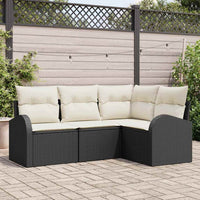 vidaXL Conjunto de Sofá de Jardim 4 pcs Preto vime PE