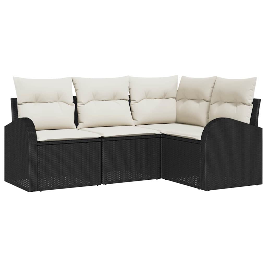 vidaXL Conjunto de Sofá de Jardim 4 pcs Preto vime PE