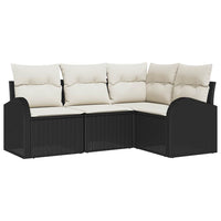 vidaXL Conjunto de Sofá de Jardim 4 pcs Preto vime PE