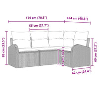 vidaXL Conjunto de Sofá de Jardim 4 pcs Preto vime PE