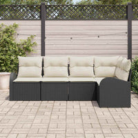 vidaXL Conjunto de Sofás com almofada 5 pcs Preto Poliéster