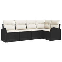 vidaXL Conjunto de Sofás com almofada 5 pcs Preto Poliéster