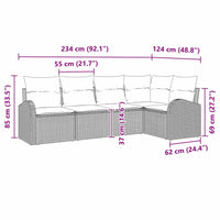 vidaXL Conjunto de Sofás com almofada 5 pcs Preto Poliéster