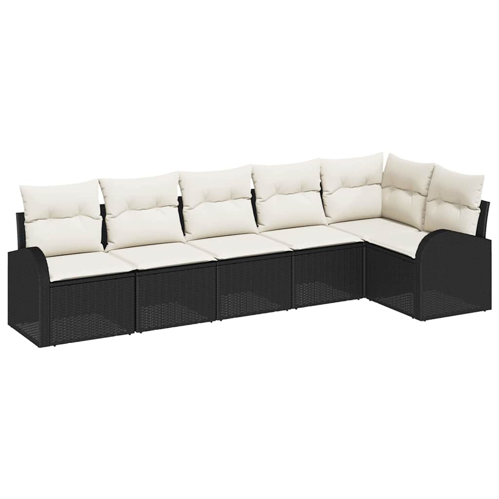 vidaXL Conjunto de Sofá de Jardim 6 pcs Preto Rattan Sintético