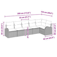 vidaXL Conjunto de Sofá de Jardim 6 pcs Preto Rattan Sintético