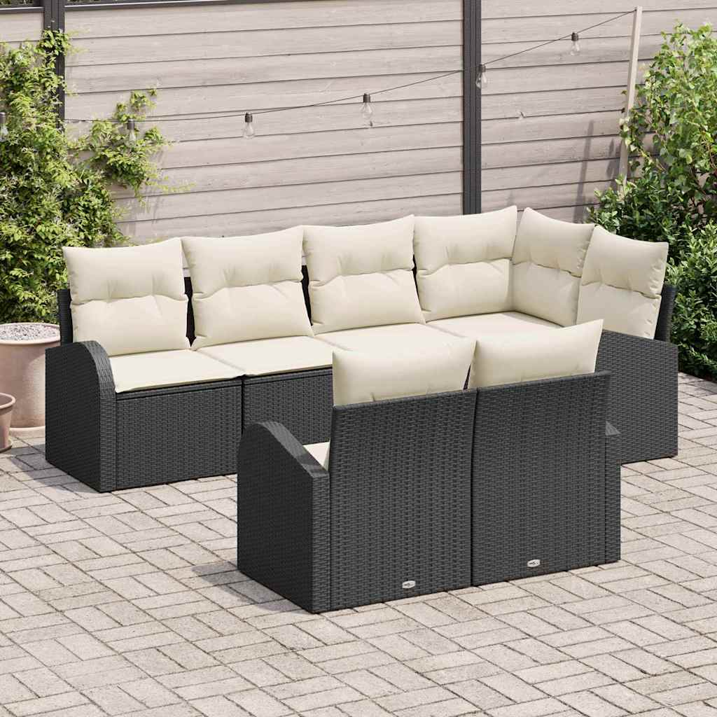 vidaXL Conjunto de Sofá de Jardim Preto vime PE