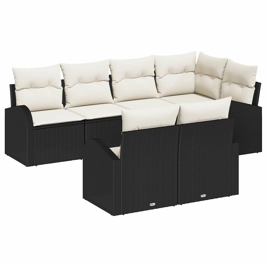 vidaXL Conjunto de Sofá de Jardim Preto vime PE