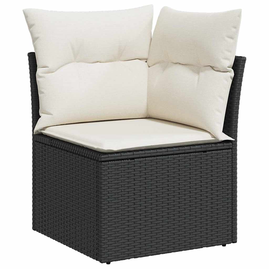 vidaXL Conjunto de Sofá de Jardim Preto vime PE