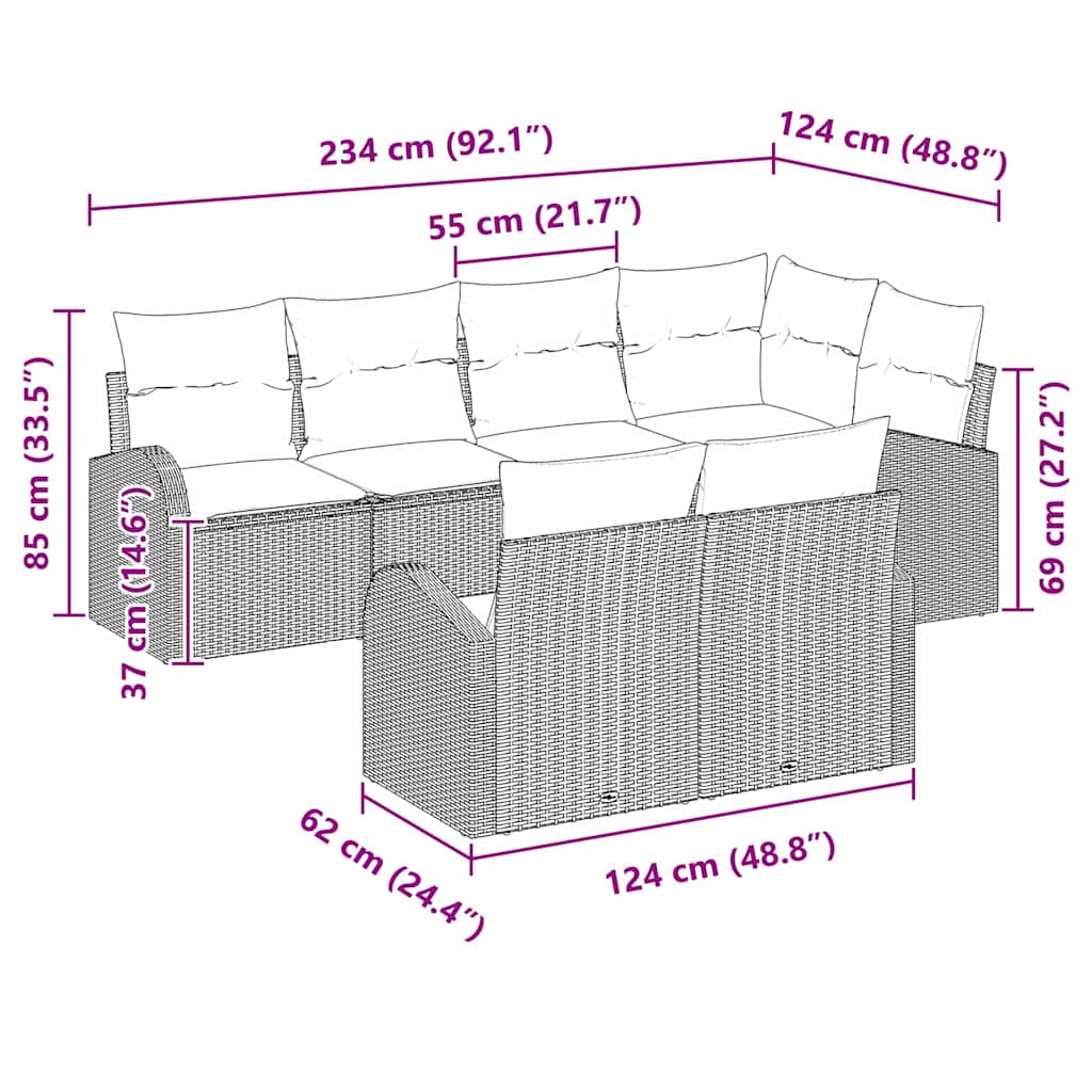 vidaXL Conjunto de Sofá de Jardim Preto vime PE