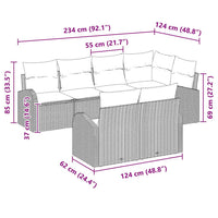 vidaXL Conjunto de Sofá de Jardim Preto vime PE