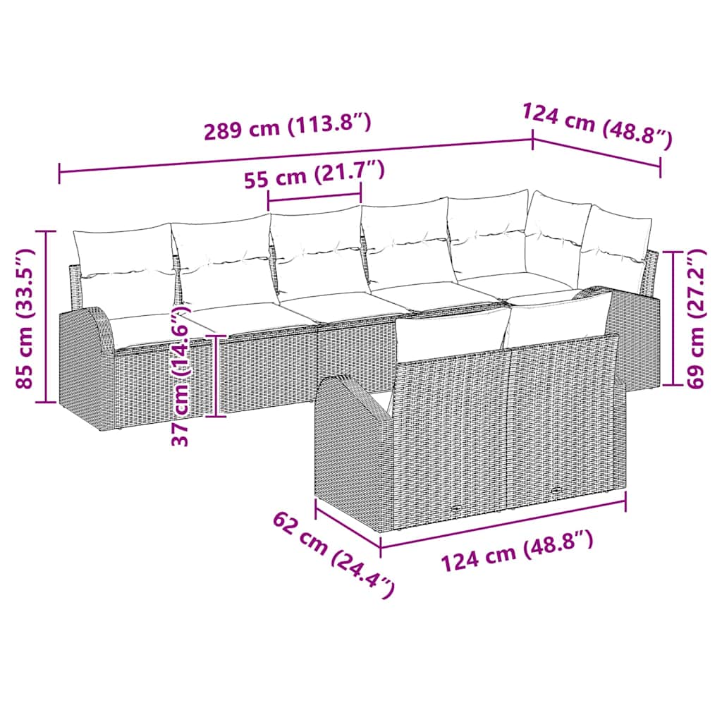 vidaXL Conjunto de Sofá de Jardim 8 pcs vime PE