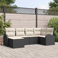 vidaXL Conjunto de Sofá de Jardim 6 pcs Preto vime PE
