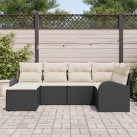 vidaXL Conjunto de Sofá de Jardim 6 pcs Preto vime PE