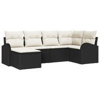 vidaXL Conjunto de Sofá de Jardim 6 pcs Preto vime PE