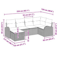vidaXL Conjunto de Sofá de Jardim 6 pcs Preto vime PE