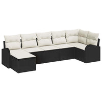 vidaXL Conjunto de Sofá de Jardim 7 pcs Preto Rattan Sintético