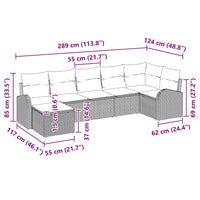 vidaXL Conjunto de Sofá de Jardim 7 pcs Preto Rattan Sintético