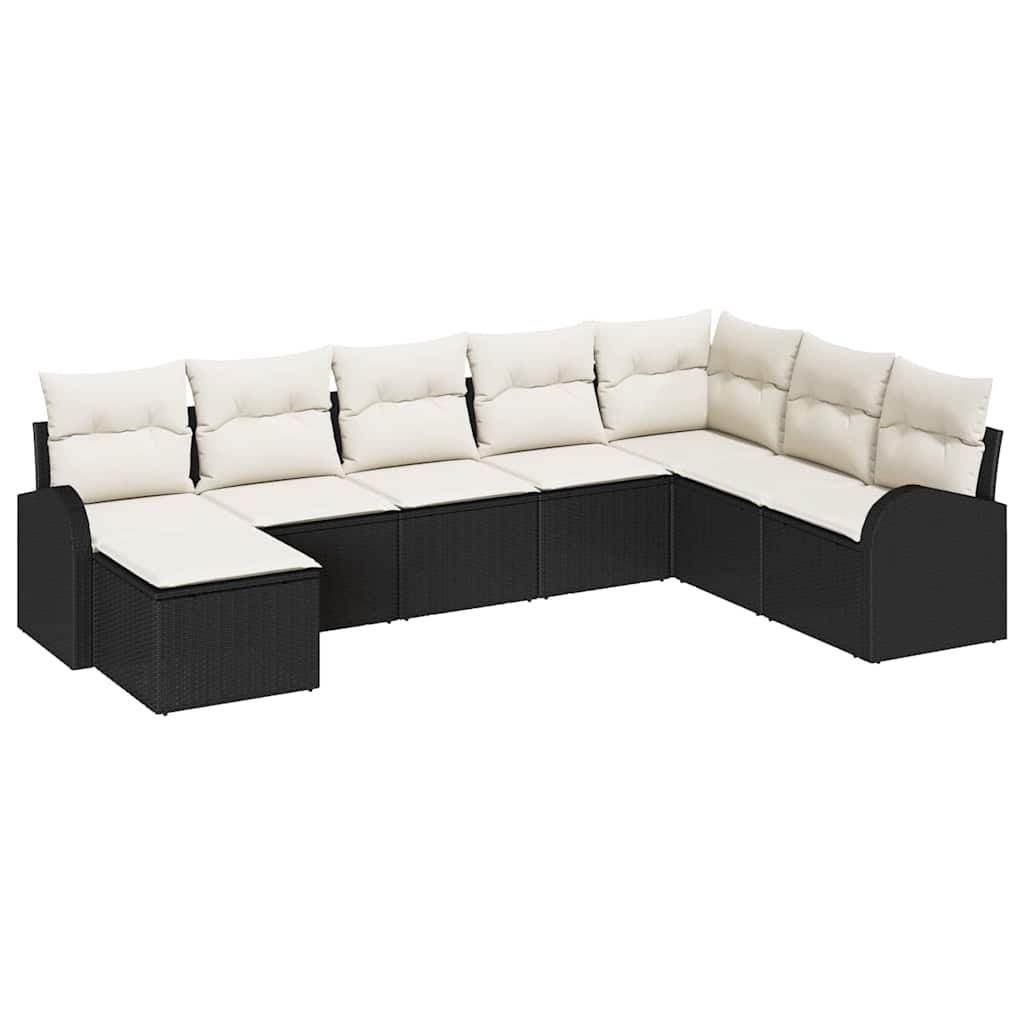 vidaXL Conjunto de Sofá de Jardim 8 pcs Preto Rattan Sintético
