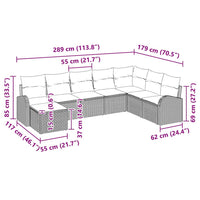 vidaXL Conjunto de Sofá de Jardim 8 pcs Preto Rattan Sintético
