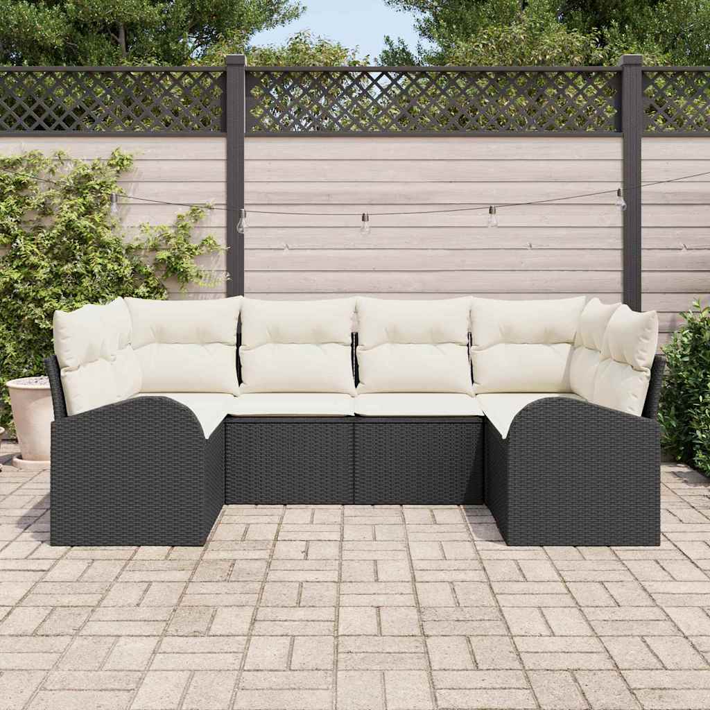 vidaXL Conjunto de Sofá de Jardim 6 pcs Preto Rattan de Polipropileno
