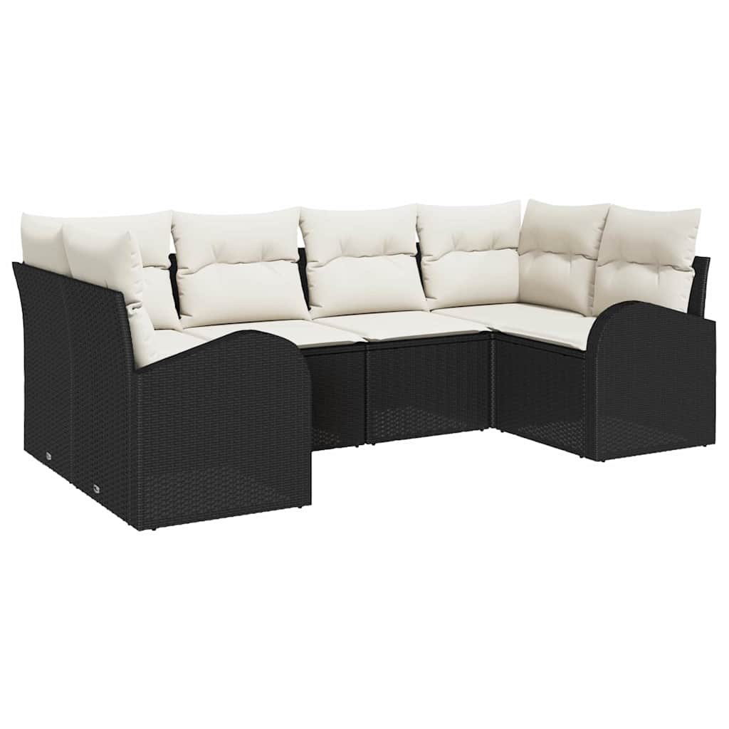 vidaXL Conjunto de Sofá de Jardim 6 pcs Preto Rattan de Polipropileno