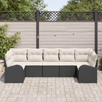 vidaXL Conjunto de Sofá de Jardim 7 pcs Preto Rattan de Polipropileno