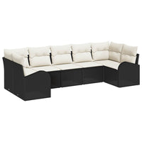 vidaXL Conjunto de Sofá de Jardim 7 pcs Preto Rattan de Polipropileno