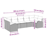 vidaXL Conjunto de Sofá de Jardim 7 pcs Preto Rattan de Polipropileno