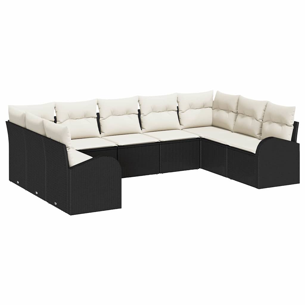 vidaXL Conjunto de Sofás 9 pcs Preto Rattan de Polipropileno