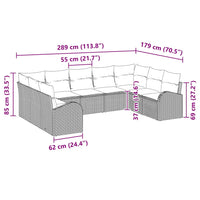 vidaXL Conjunto de Sofás 9 pcs Preto Rattan de Polipropileno