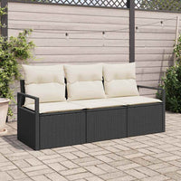 vidaXL Conjunto de Sofás 3 pcs Preto vime PE