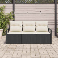 vidaXL Conjunto de Sofás 3 pcs Preto vime PE