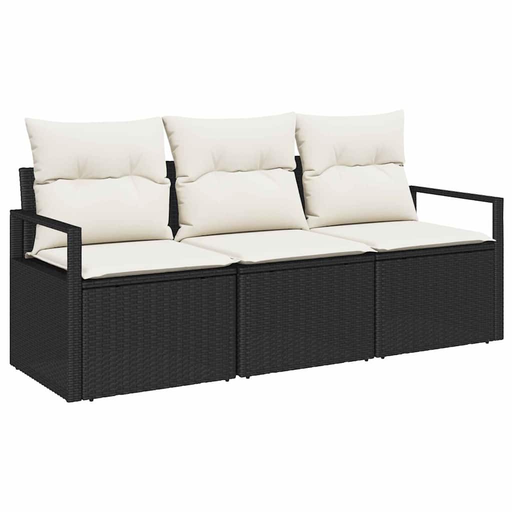 vidaXL Conjunto de Sofás 3 pcs Preto vime PE