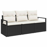 vidaXL Conjunto de Sofás 3 pcs Preto vime PE