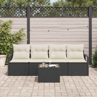 vidaXL Conjunto de Sofás 5 pcs Preto e Creme vime PE