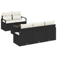 vidaXL Conjunto de Sofás com almofada 6 pcs Preto e Creme vime PE