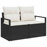 vidaXL Conjunto de Sofás 7 pcs Preto e Creme vime PE