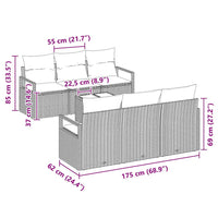vidaXL Conjunto de Sofás 7 pcs Preto e Creme vime PE