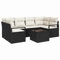 vidaXL Conjunto de Sofás 7 pcs Preto e Creme vime PE