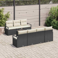 vidaXL Conjunto de Sofás 8 pcs Preto e Creme vime PE