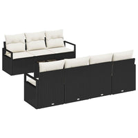 vidaXL Conjunto de Sofás 8 pcs Preto e Creme vime PE