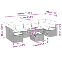 vidaXL Conjunto de Sofás 8 pcs Preto e Creme vime PE