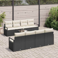 vidaXL Conjunto de Sofás com almofada 7 pcs Preto e Creme vime PE
