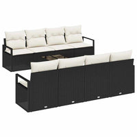 vidaXL Conjunto de Sofás com almofada 7 pcs Preto e Creme vime PE