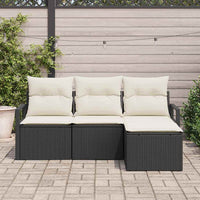 vidaXL Conjunto de Sofás com almofada 4 pcs Preto vime PE