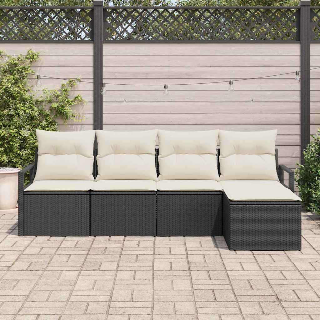 vidaXL Conjunto de Sofás 5 pcs Preto vime PE