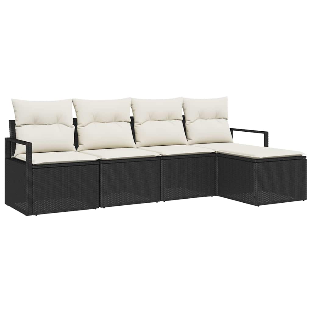 vidaXL Conjunto de Sofás 5 pcs Preto vime PE