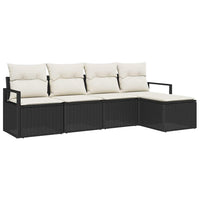 vidaXL Conjunto de Sofás 5 pcs Preto vime PE