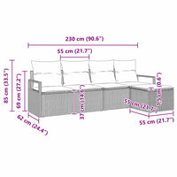 vidaXL Conjunto de Sofás 5 pcs Preto vime PE