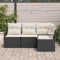 vidaXL Conjunto de Sofás 4 pcs Preto vime PE